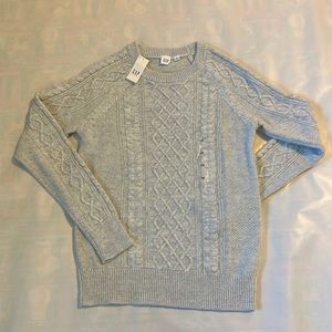 GAP Cable-Knit Crewneck Sweater (Light Gray)